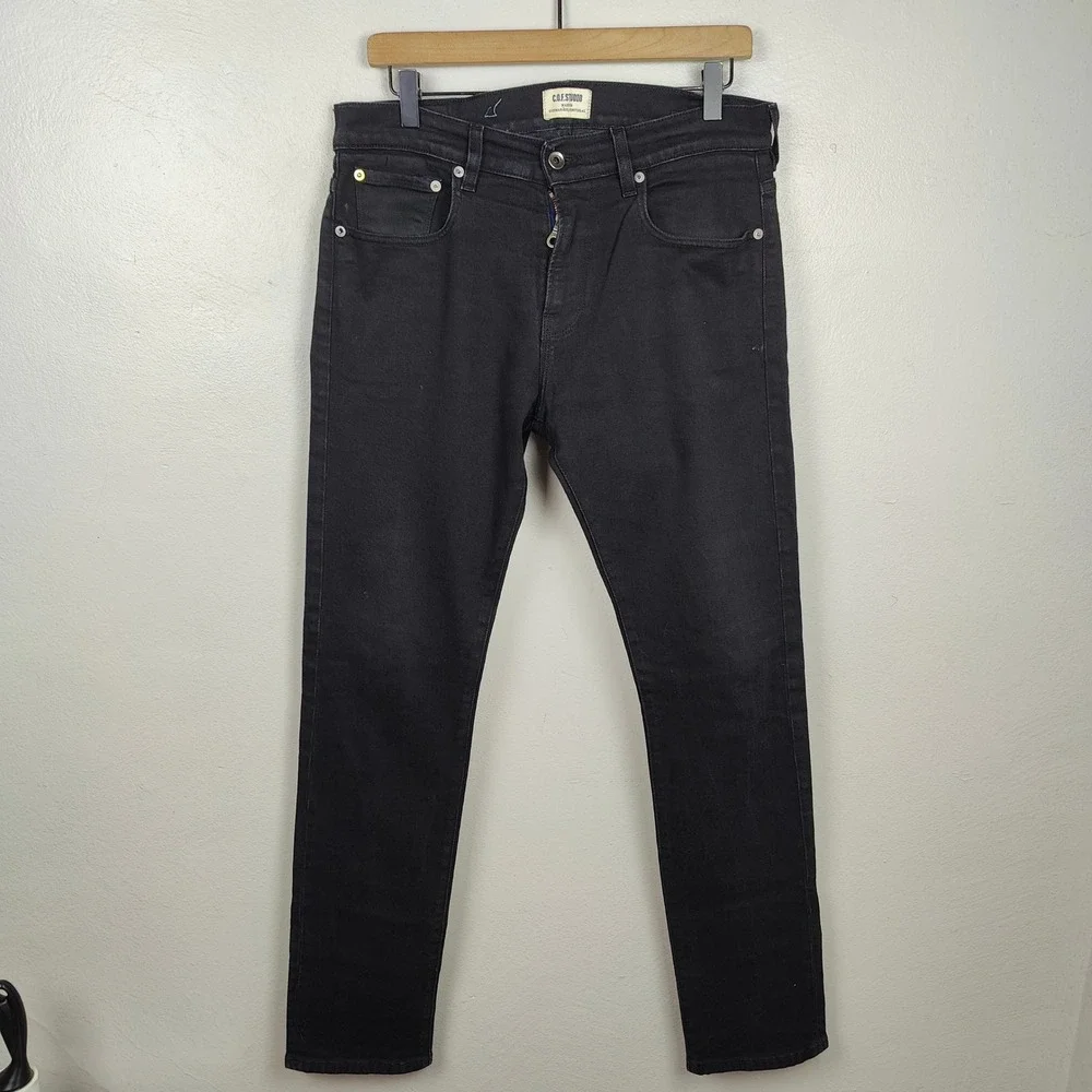 C.O.F. Studio Jeans Mens 32 Black Candiani Denim Slim Fit Made in‎ Portugal